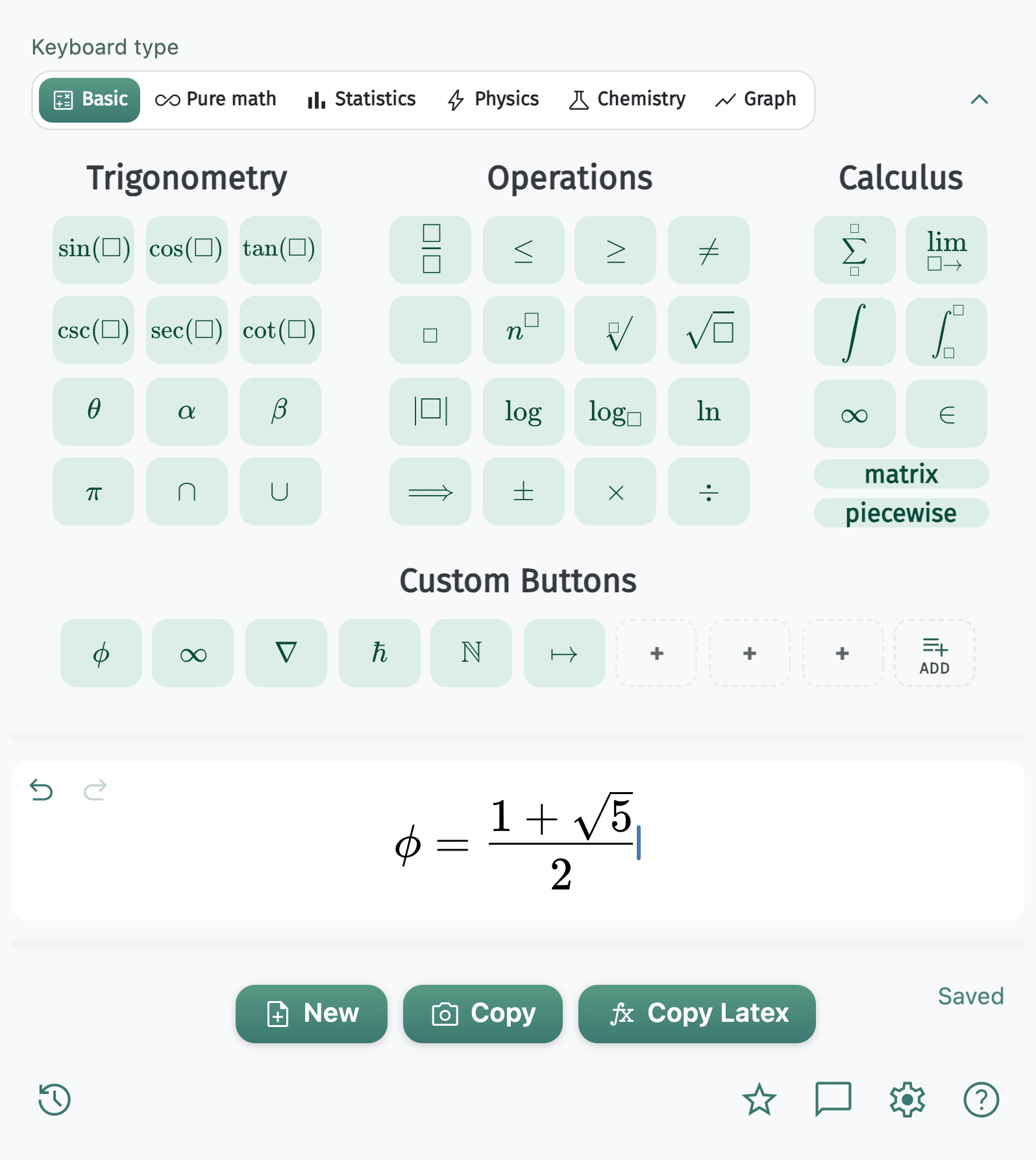 Custom buttons with saved LaTeX symbols