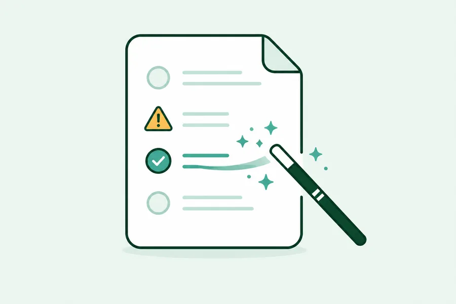 Illustration of AI Fix turning a document warning into a successful compile