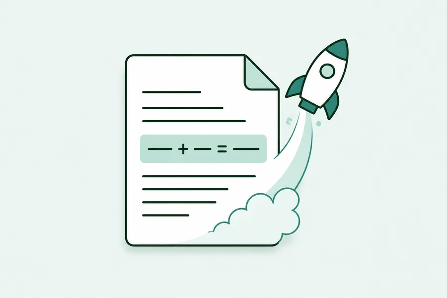 A document page with a formula, launching like a rocket